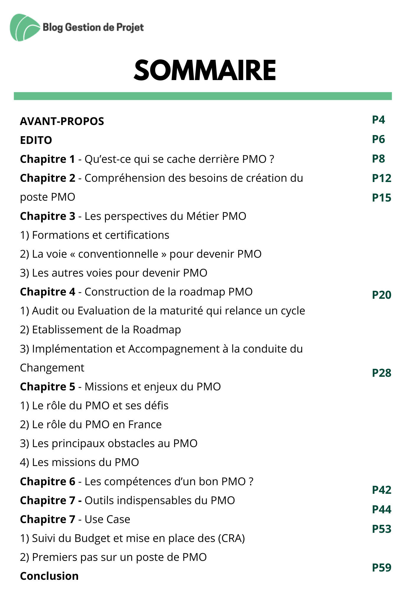 Sommaire Guide PMO
