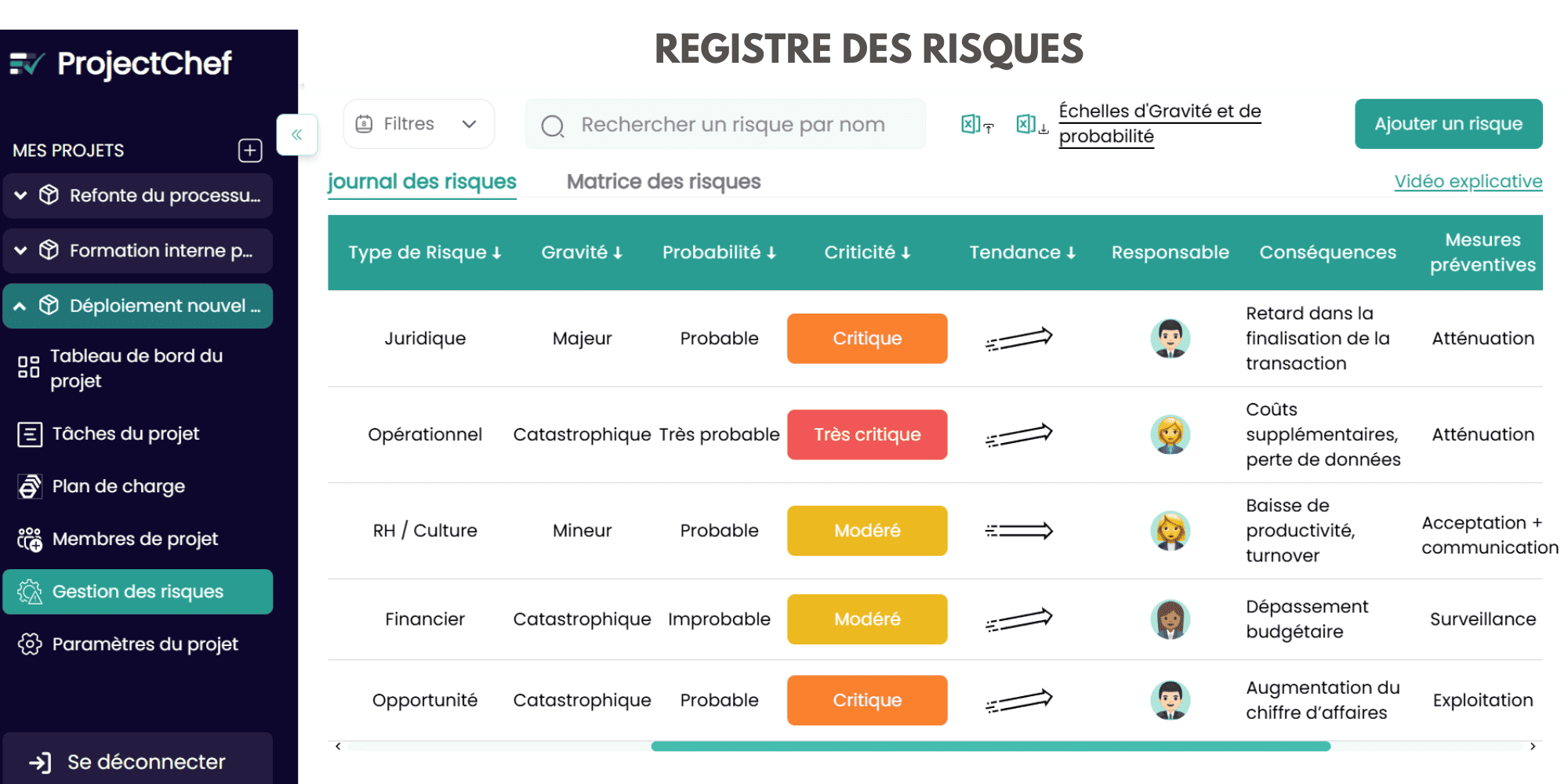 Registre des risques project chef